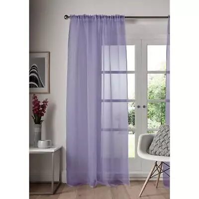 Single Panel Slot Top Voile Curtain Pole Rod Pocket Plain Colours Door Window • £5.49