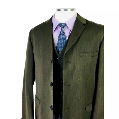 38S* Alexandre England Mens 1950/60s Vintage 3 Piece Suit Olivine Gold Pants 32 • $179.95