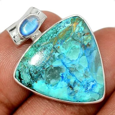 Natural Quantum Quattro - USA & Moonstone 925 Silver Pendant Jewelry CP43717 • $12.99