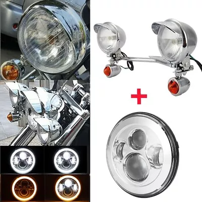 7  LED Headlight Fog Lights Bar For Yamaha V-Star XVS 650 950 1100 Classic • $94.99