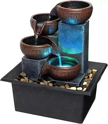 Small Indoor Relaxation Tabletop Fountain And Waterfall Zen Meditation Waterfal • $42.88
