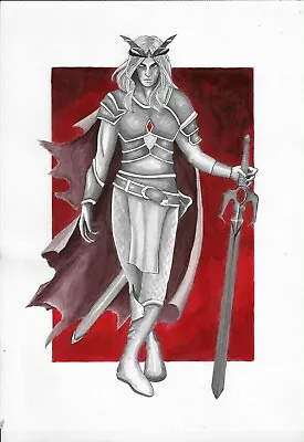 $299.99 • Buy Elric Of Melnibone Original Painted Art Drawing Pinup Page W/ Stormbringer Sword