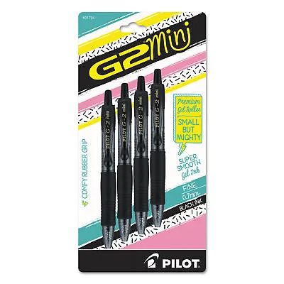 Pilot G2 Mini Retractable Gel Pen Fine 0.7mm Black Ink/Barrel 4/Pack 31734 • $11.78