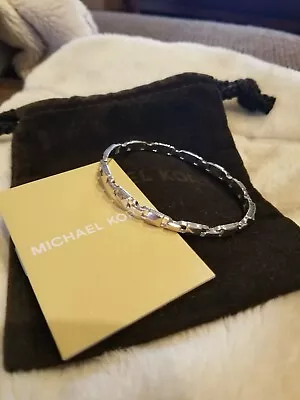 Michael Kors Mercer Link Hinged Bangle Bracelet In Sterling Silver $250 New • $97.50