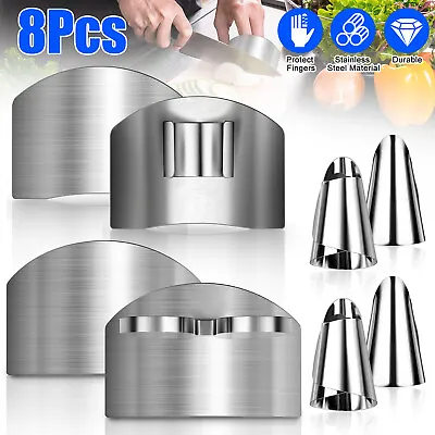 8Pcs Stainles Steel Finger Hand Protector Guard Kitchen Safe Slice Cutting Tools • $9.01