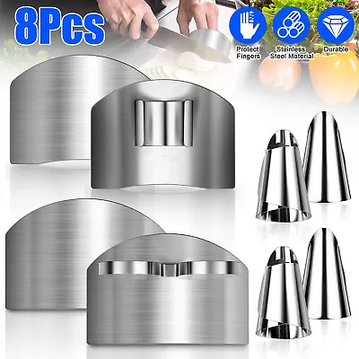 8Pcs Stainless Steel Finger Hand Protector Guard Kitchen Safe Slice Cutting Tool • $9.98