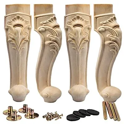 16 Inch / 40cm Wooden Furniture Legs Set Of 4 European Style Solid Wood Carving  • $73.15