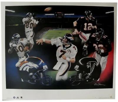$12.99 • Buy Denver Broncos Atlanta Falcons Super Bowl 19 X 24 Lithograph Poster John Elway