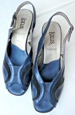 Lotus - Canastalt Ladies Blue Slingback Peep Toe Shoes - Size Uk 5 • £5.50