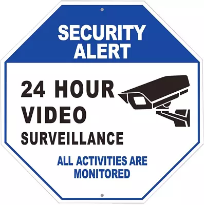 Security Alert 24 Hour Video Surveillance Sign Security Warning Metal Signs   • $16.77