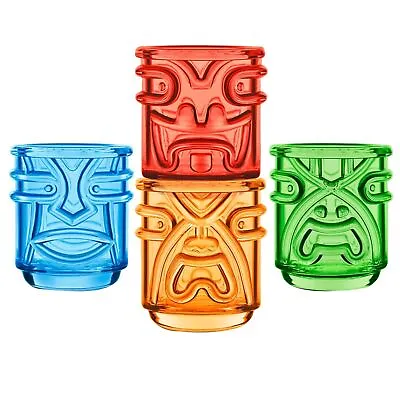 Final Touch TIKI Stackable Tumblers Drinking Glasses 355ml Hawaiian Themed 4 Pk • £27.99