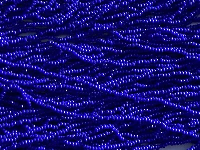 Rare Antique Micro Seed Beads-16/0 Opaque Rich Intense Royal Blue-3g Hanks • $6.25