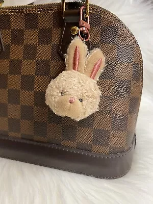 Bunny Rabbit Keychain Bag Charm Plush Fluffy PomPom Brown New Handmade Gift • $12.99