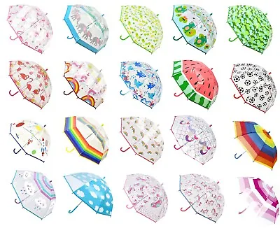 Childrens 3D Dome Clear Rainbow Unicorn Rain Umbrella Perfect For Kids Boys Girl • £7.49