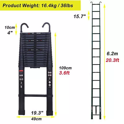 8.5-20.3FT Folding Extenable Ladder Telescopic Multi-Purpose Aluminium Ladders • $160.94