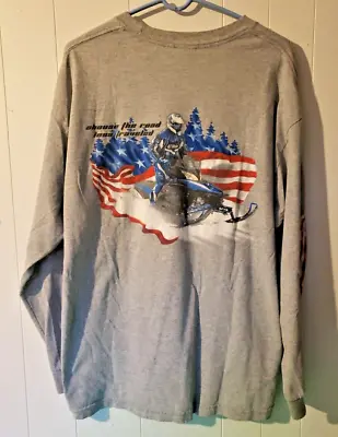 VTG Yamaha Snowmobile L/S Shirt -  Choose The Road Less Traveled  - Men's XL • $9.99