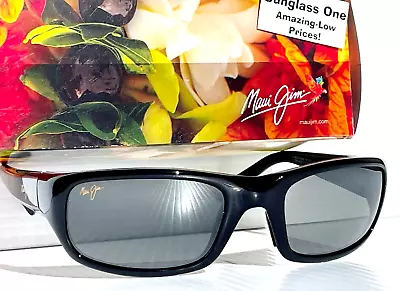 NEW Maui Jim STINGRAY Gloss Black POLARIZED Grey GLASS Lens Sunglass 103-02 • $244.88