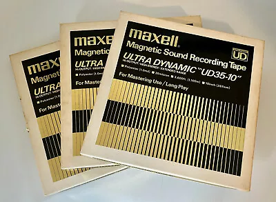 Lot Of 3 Maxell Magnetic Sound Recording Tape UD35-10 3600 Ft Metal Reels #B • $128.25