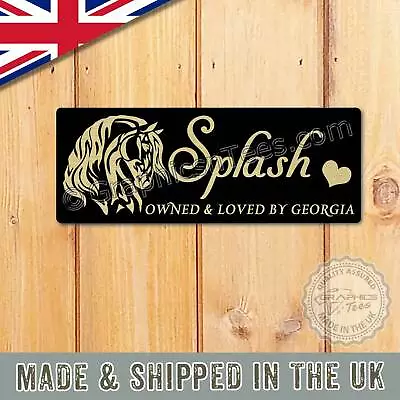 Personalised Horse Name Plate Stable Door Sign Horse Box Trailer Metal Plaque • £13.99