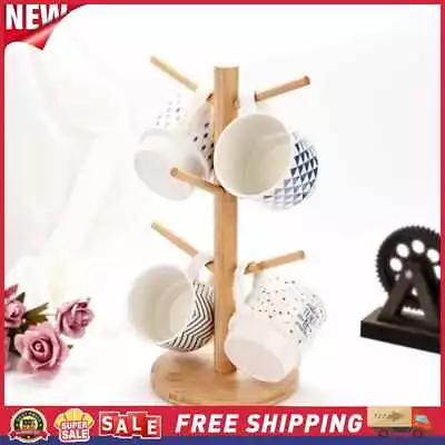 £13.79 • Buy Mug Tree Stand Wooden Slate 6 Cup Rack Kitchen Counter Holder Storage Stand