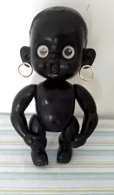 Vintage Soft Plastic Black Winking Doll Made In Hong Kong 1960s • $25