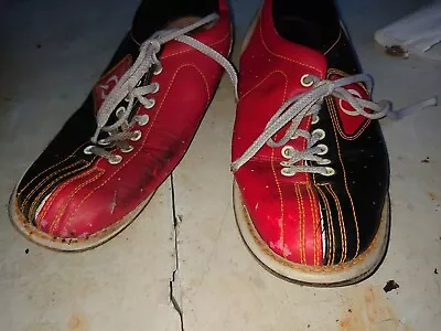 Q VINTAGE BOWLING SHOES Leather Sneakers  Flats Retro 80s Hipster Size 8  42 Red • £18