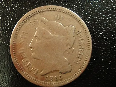 $8.50 • Buy 1865 US 3 Cent Piece (Nickel) Civil War Era. Very Good Details Details (stained)
