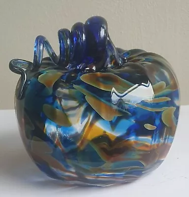 Mid-Century Murano Pumpkin Art Glass Multi Speckled Blue Pumpkin Vintage Perfect • £40