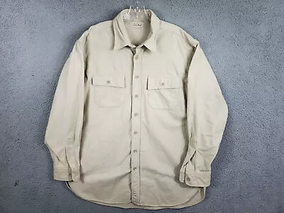 Vintage L.L. Bean Chamois Cloth Shirt Men’s Size 17-1/2 (Large) Made In USA Tan • $19.99