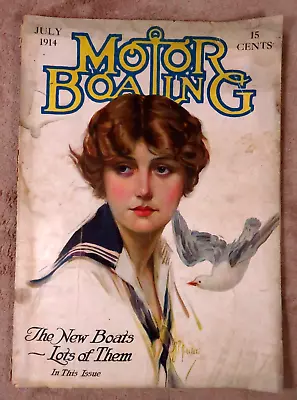 MOTOR BOATING Magazine July 1914 /Yacht Ships Boats Sailing Yachting Vtg Ads • $65