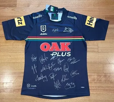 $990 • Buy Penrith Panthers 2021 Rugby League Team Signed Home Jersey – W/COA *PREMIERS*