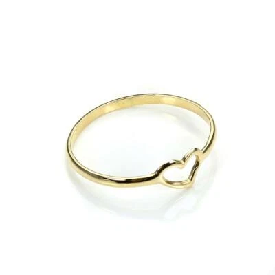 £53 • Buy 9ct Gold Open Heart 1.3mm Signet Stacking Midi Ring/Rings/Hearts - Size I - Q
