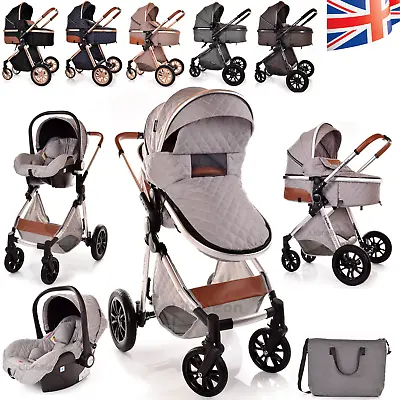 £198.99 • Buy Baby Buggy Pram Stroller Folding Pram With Car Seat 3 In 1 Travel System