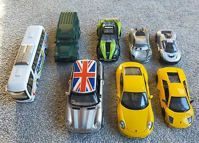 Bundle 8 Diecast Toy Cars - Mini Cooper Land Rover Porsche Lamborghini & More • £12.25