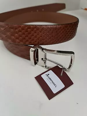 £45 • Buy Anderson's Calf Leather Belt 3.5CM Wide NWT Made In Italy 38UK / 95EU