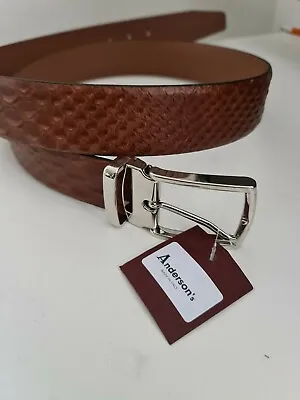 £45 • Buy Anderson's Patterned Calf Leather Belt 3.5CM Wide NWT Made In Italy 40UK/ 100IT