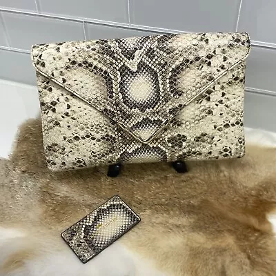 Envelope Clutch Bag ELAINE TURNER  Women's Purse Snake Skin Design W/ Mirror • $70