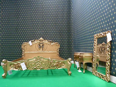 £1499 • Buy UK Super King Size 6' GOLD French Style Mahogany Oriental Rococo Bed 