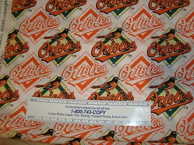 Baltimore Orioles MLB Baseball Retired White Cotton Fabric Remnant 12 W X 40 L • $12.99