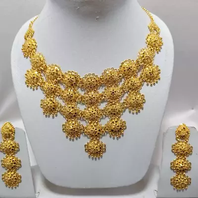$21.69 • Buy Bridal Gold Plated Indian Bollywood Fashion Choker Necklace Earrings Jewelry Set