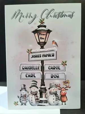 Family Personalised Christmas Glitter Card  • £2.35