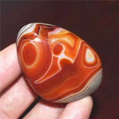 47g Natural Banded Agate Tumbled Palm Stone Crazy Lace Silk Healing Madagascar • $3.46