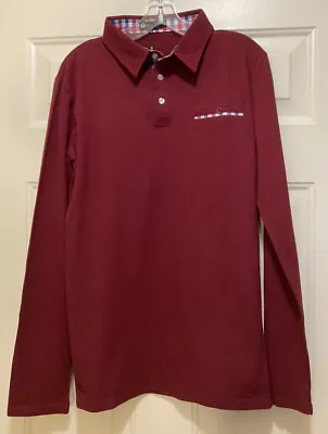 STTLZMC  NEW Long Sleeve Polo Shirt Size M Men’s Chest 43” L29” Red • $13.50