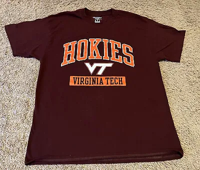 Champion Authentic Virginia Tech VT Hokies Maroon NCAA Men’s Large Tee T-Shirt • $9.99