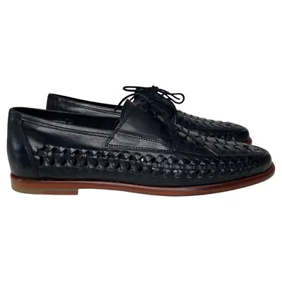 Russell & Bromley  Cutless  Woven Black Nappa Leather Derby Shoes UK8 EU42 • £145