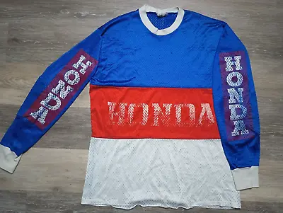 1970s HONDA Motocross Jersey Vtg Mesh Shirt Dirt Bike Racing 70s 80s Sz M/L Race • $89.99