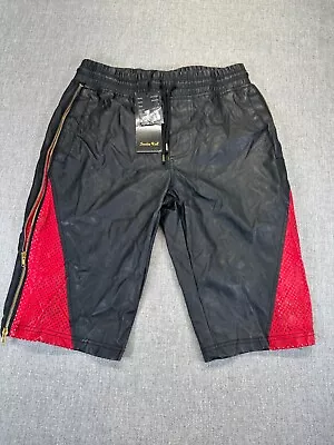 Smoke Rise Mens PU Leather Shorts Small Black With Pockets Bermuda NWT • $35.89