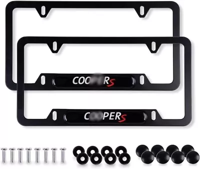 2X Car Stainless Steel Metal Coopers License Plate Frame For Mini Matte Black • $37.91