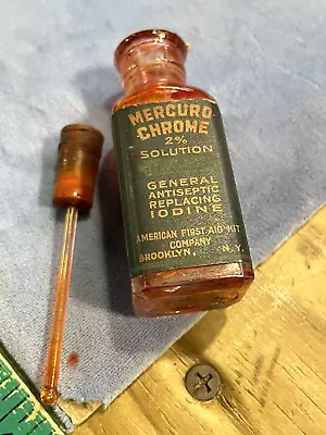 VTG AMERICAN First Aid KIT CO Mercurochrome Antiseptic Medicine Empty Bottle USA • $21.55