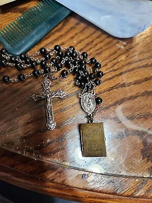 Vintage Rosary Beads Sterling Cross Sterling Our Lady Of Mt. Carmel Prayer Book • $49.19